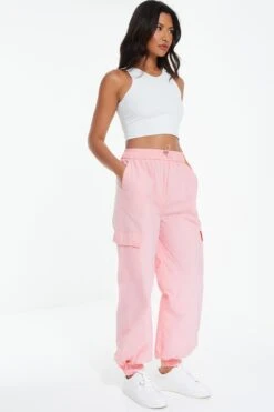 Pink Parachute Cargo Trouser -Chic Summer Shop 00100038982 XS