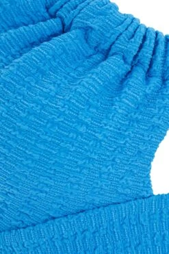 Blue Textured Asymmetric Crop Top -Chic Summer Shop 00100038983 ZS