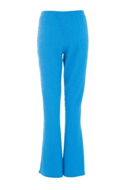 Blue Textured High Waisted Trousers -Chic Summer Shop 00100038984 ZB