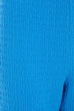 Blue Textured High Waisted Trousers -Chic Summer Shop 00100038984 ZS