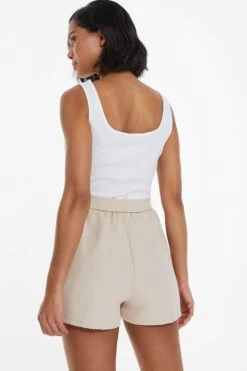 Cream Button Front Playsuit -Chic Summer Shop 00100038994 XB