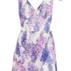 Purple Floral Print Tie Back Playsuit -Chic Summer Shop 00100039044 ZM