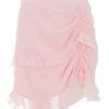 Pink Chiffon Dobby Frill Mini Skirt