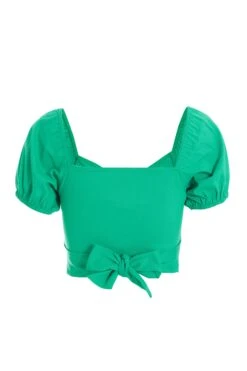 Jade Green Cut Out Crop Top -Chic Summer Shop 00100039051 ZB
