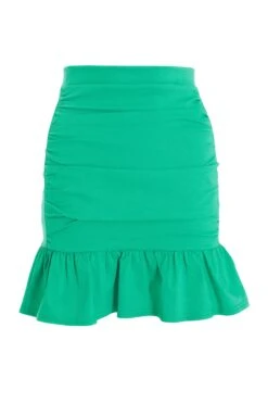Jade Green Ruched Mini Skirt