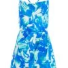 Blue Tropical Print Playsuit