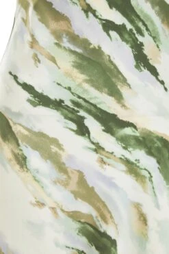 Green Marble Print Satin Midaxi Dress -Chic Summer Shop 00100039065 ZS