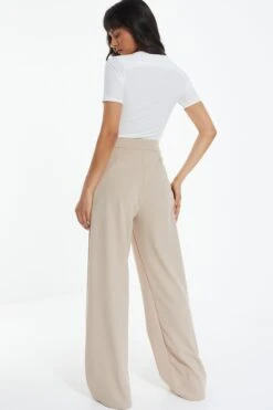 Stone High Waisted Palazzo Trousers -Chic Summer Shop 00100039070 XB