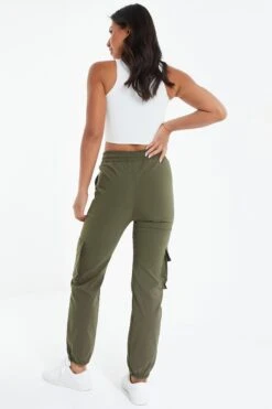 Khaki Tie Waist Cargo Trousers 10 Khaki Tie Waist Cargo Trousers -Chic Summer Shop 00100039074 XB