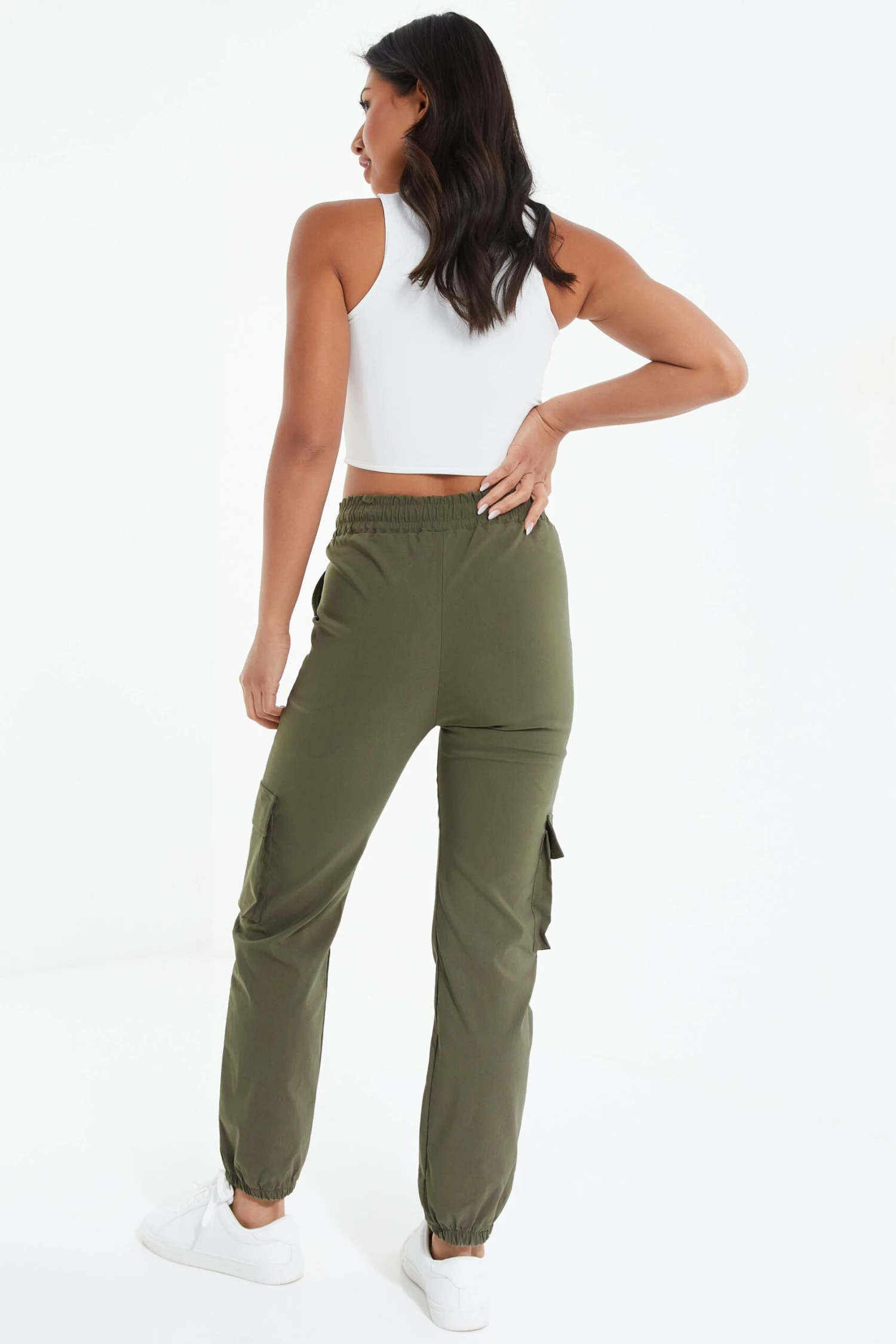 Khaki Tie Waist Cargo Trousers 5 Khaki Tie Waist Cargo Trousers - Image 3