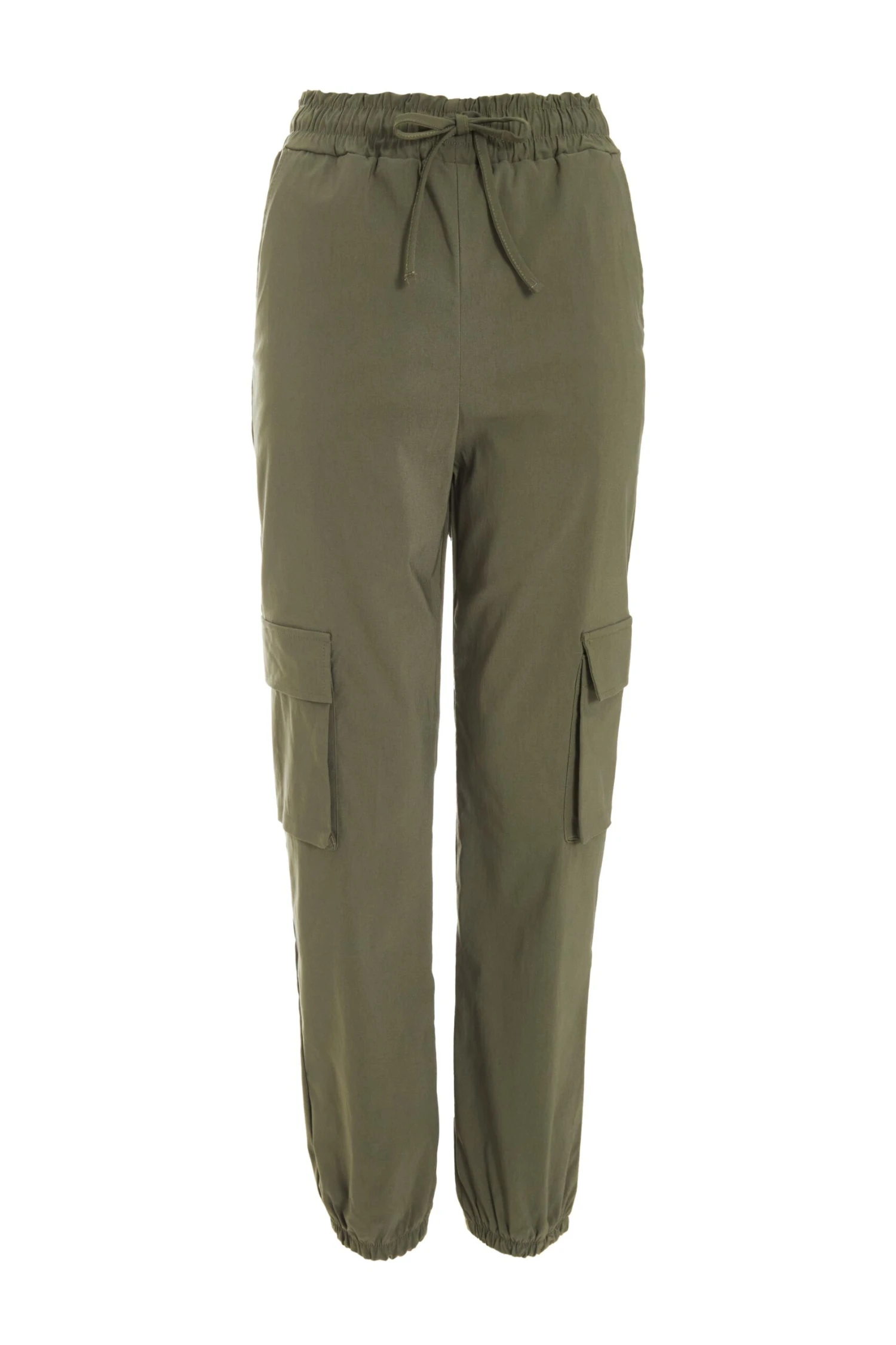Khaki Tie Waist Cargo Trousers 3 Khaki Tie Waist Cargo Trousers
