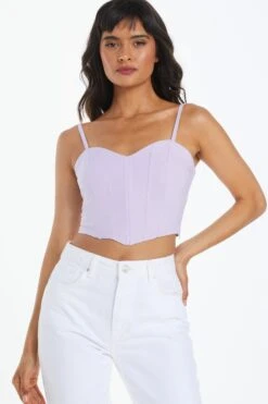 Lilac Cropped Corset Top -Chic Summer Shop 00100039086 XM
