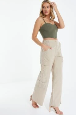Khaki Cropped Corset Top -Chic Summer Shop 00100039087 XS