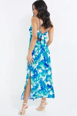Petite Blue Tropical Print Midaxi Dress -Chic Summer Shop 00100039108 XB