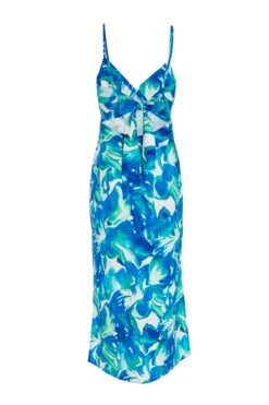 Petite Blue Tropical Print Midaxi Dress -Chic Summer Shop 00100039108 ZB