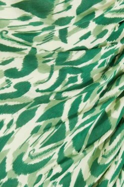 Green Aztec Print Ruched Midi Dress -Chic Summer Shop 00100039114 ZS