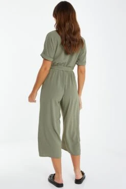 Khaki Utility Culotte Jumpsuit 10 Khaki Utility Culotte Jumpsuit -Chic Summer Shop 00100039125 XB