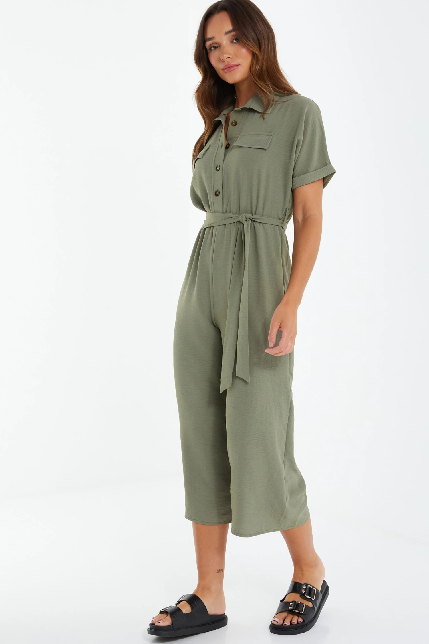 Khaki Utility Culotte Jumpsuit 6 Khaki Utility Culotte Jumpsuit - Image 4