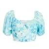 Blue Marble Print Crop Top