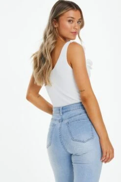 Cream Knitted Flower Bodysuit -Chic Summer Shop 00100039152 XB