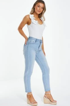 Cream Knitted Flower Bodysuit -Chic Summer Shop 00100039152 XS