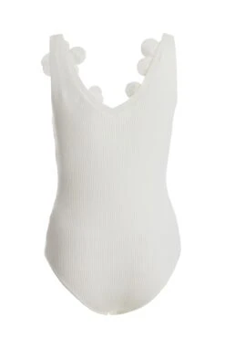Cream Knitted Flower Bodysuit -Chic Summer Shop 00100039152 ZB