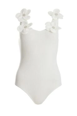 Cream Knitted Flower Bodysuit