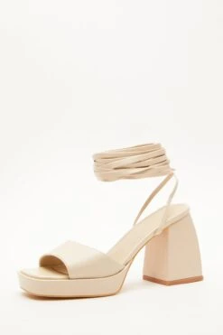 Nude Lace Up Platform Heeled Sandal -Chic Summer Shop 00100039199 XB
