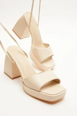 Nude Lace Up Platform Heeled Sandal -Chic Summer Shop 00100039199 XS