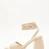 Nude Lace Up Platform Heeled Sandal -Chic Summer Shop 00100039199 ZM