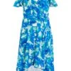 Curve Blue Tropical Print Midi Dress -Chic Summer Shop 00100039207 ZM