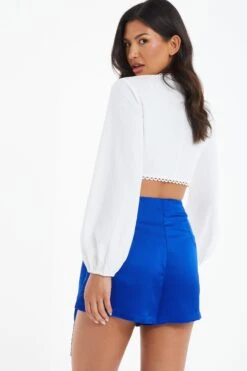 Royal Blue Wrap Satin Skort -Chic Summer Shop 00100039237 XB
