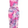 Purple Marble Ruched Midi Dress -Chic Summer Shop 00100039267 ZM