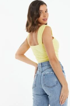 Yellow Ruched Bodysuit 10 Yellow Ruched Bodysuit -Chic Summer Shop 00100039268 XB