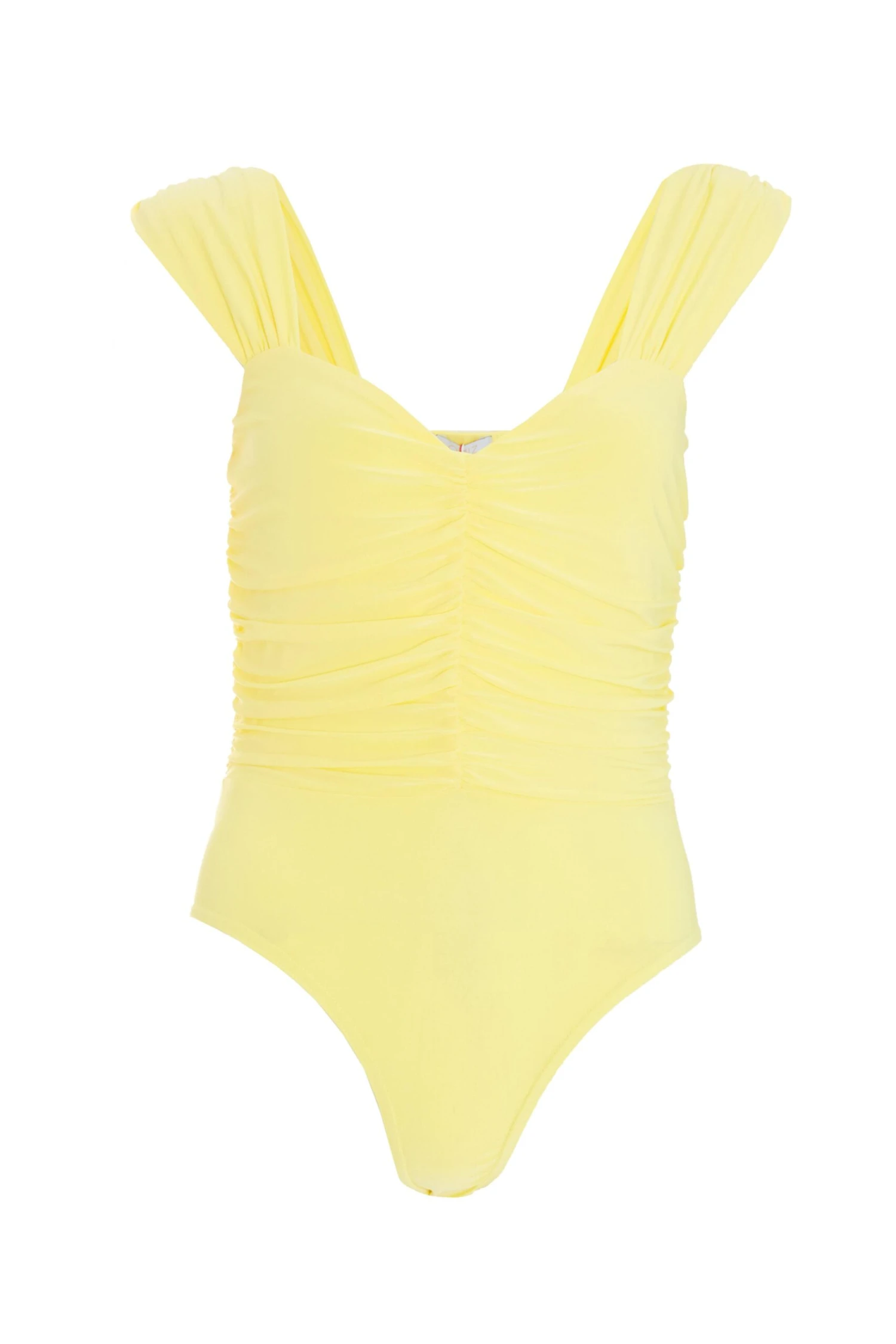 Yellow Ruched Bodysuit 3 Yellow Ruched Bodysuit