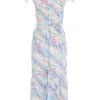 Multicoloured Animal Print Frill Sleeve Midi Dress -Chic Summer Shop 00100039292 ZM