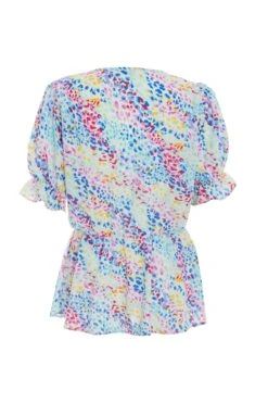 Multicoloured Animal Print Peplum Top 12 Multicoloured Animal Print Peplum Top -Chic Summer Shop 00100039295 ZB