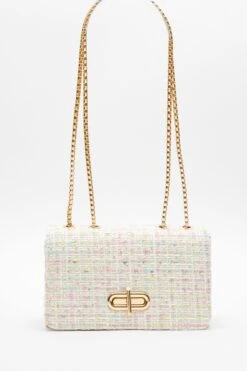 Multicoloured Tweed Cross Body Bag