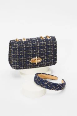 Navy Boucle Cross Body Bag -Chic Summer Shop 00100039303 XB