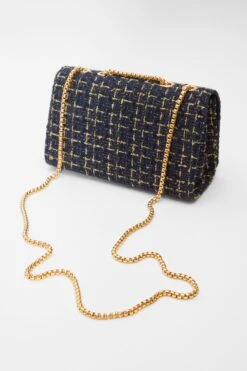 Navy Boucle Cross Body Bag -Chic Summer Shop 00100039303 ZB