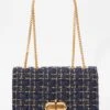 Navy Boucle Cross Body Bag