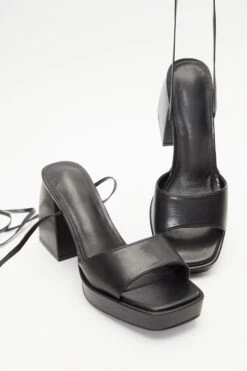 Black Lace Up Platform Heeled Sandal -Chic Summer Shop 00100039312 XS