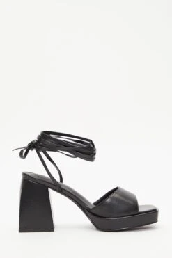 Black Lace Up Platform Heeled Sandal -Chic Summer Shop 00100039312 ZS