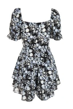 Black Floral Playsuit -Chic Summer Shop 00100039341 ZB