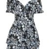 Black Floral Playsuit