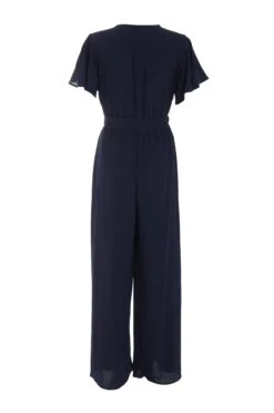 Navy Wrap Wide Leg Jumpsuit -Chic Summer Shop 00100039345 ZB