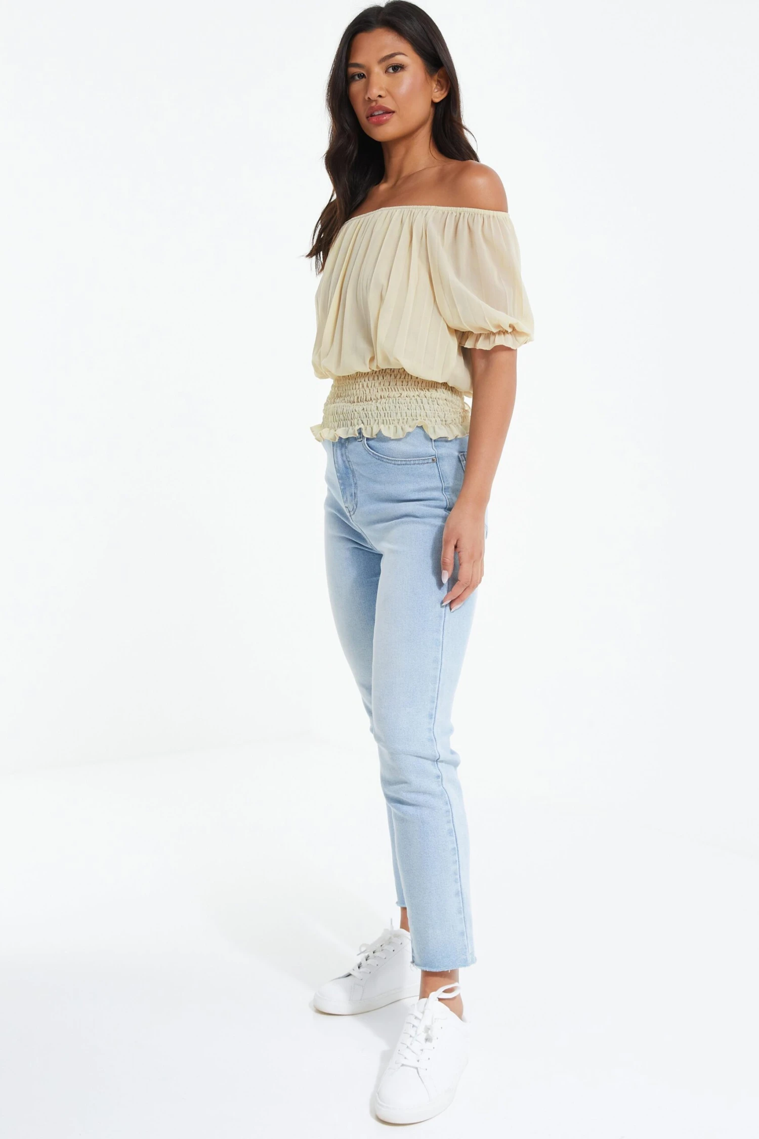 Stone Pleated Bardot Top 6 Stone Pleated Bardot Top - Image 4