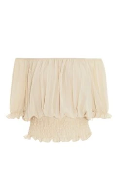 Stone Pleated Bardot Top