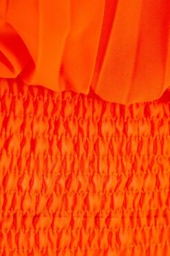 Orange Pleated Bardot Top -Chic Summer Shop 00100039366 ZS