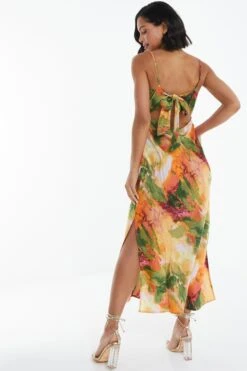 Multicoloured Satin Marble Print Midaxi Dress 10 Multicoloured Satin Marble Print Midaxi Dress -Chic Summer Shop 00100039374 XB